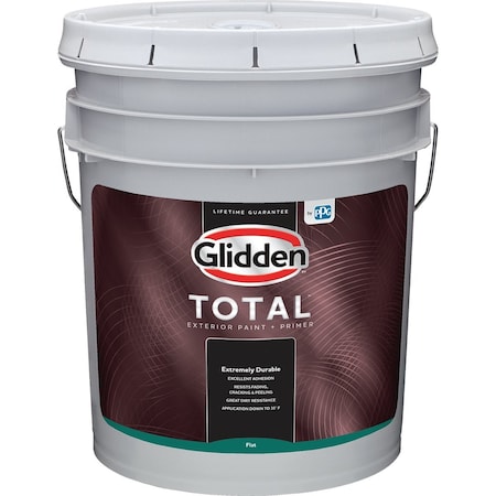 Glidden Total Exterior Paint + Primer Flat Wht & Pastel Base 5 Gallon GLTEX10WB/05