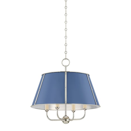 Hudson Valley Lighting Cambridge 4 Light Chandelier in Polished Nickel/Soft French Blue by Mark D. Sikes MDS120-PN/FBL