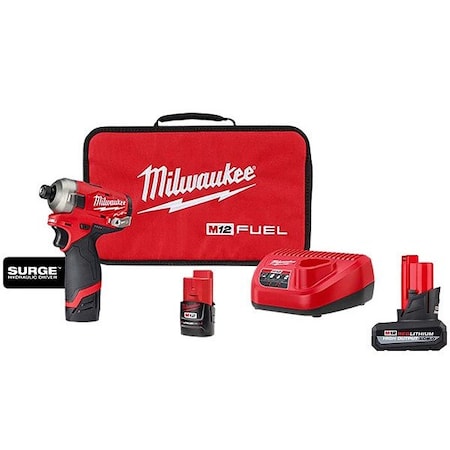 Milwaukee Tool M12 FUEL SURGE Driver+M12 XC5.0 Battery 2551-22, 48-11-2450