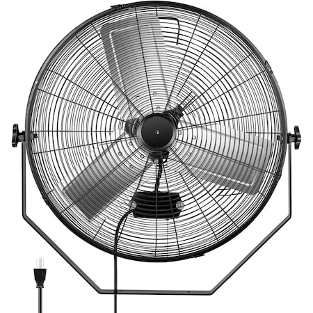 Edendirect 24 inch 3 Speed High Velocity Industrial Black Indoor Wall Mount Fan, 4800 CFM, 3 Blades ZR-HIFANXWALLMOUNT24