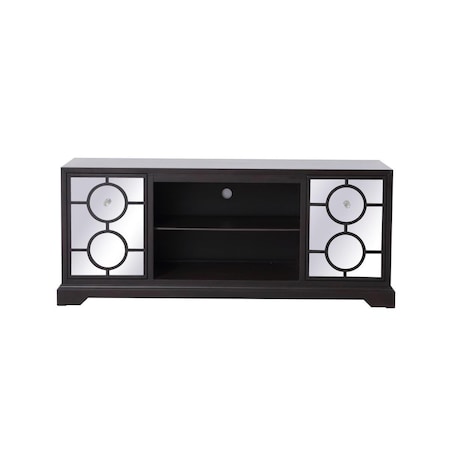 Elegant Decor 60 in. Modern Mirrored TV Cabinet Stand Dark Walnut MF802DT
