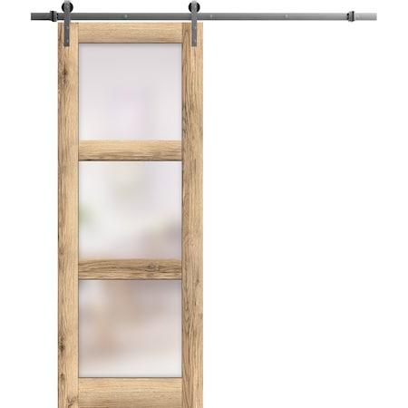 Sartodoors Sturdy Barn Door, Lucia 2552 Oak, 6.6FT Rail Hangers Heavy Hardware Set, Solid Panel Interior Doo LUCIA2552BD-S-DUB-1884
