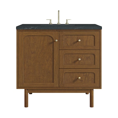 James Martin Vanities Laurent 36" Single Vanity, Honey Oak w/ 3 CM Charcoal Soapstone Silestone Top 545-V36-HNO-3CSP