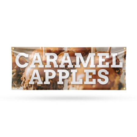 Signmission Caramel Apples, 18 Inch x 48 Inch, Vinyl Banner B-30503