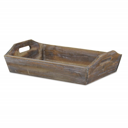 Homeroots Dark Brown Finish Wood Serving Tray With Handles 379869