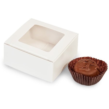 Nashville Wraps White Window Candy Truffle Boxes, 2-5/8x2-3/4x1-1/4, Holds 4, 25PK TCW4WH