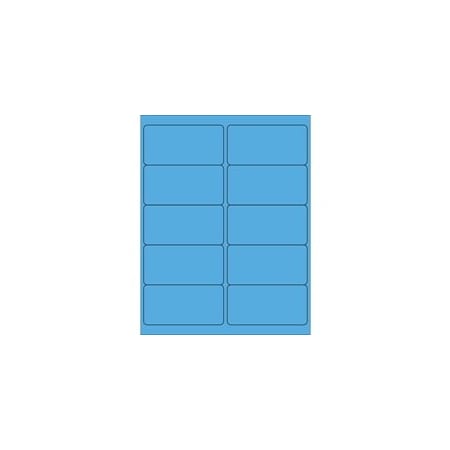 Bubblefast 4 x 2'' Fluorescent Bright Blue Rectangle Laser Labels-10 Labels per Sheet BFLL178BB