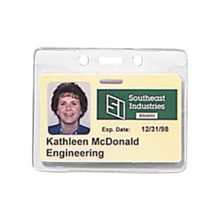 Brady Horizontal Top-Load Badge Holder - 3" x 3.68" - Vinyl - 100 Pack - Clear 1815-1000