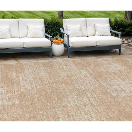 Homeroots 10' X 14' Coral And Salmon Abstract Washable Indoor Outdoor Area Rug 588779