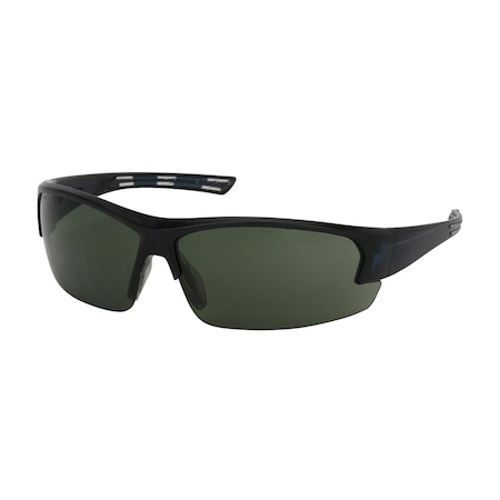 Bouton Optical Semi-Rimless Safety Glasses with Dark Blue Frame, Green Lens and FogLess 3Sixty Coating 250-59-0521