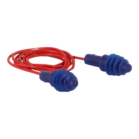 Zoro Select Dpass(R) Reusable Vinyl Ear Plugs, Flanged Shape, 27 dB, Blue, 5 PK DPASS