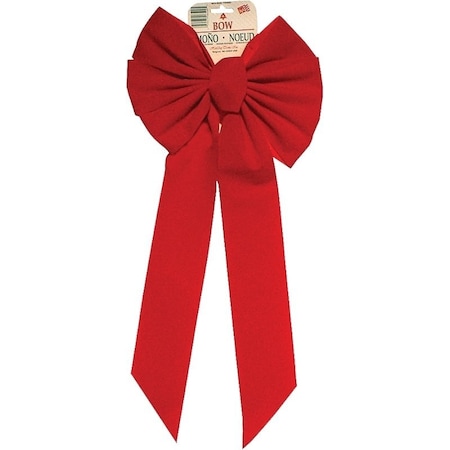 Holiday Trims Outdoor Bow, 1 in H, Velvet, Red 7964