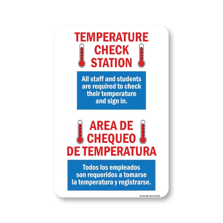 Signmission PSA, Temperature Check Station Spanish, 14in X 10in Peel And Stick Wall Graphic, OS-NS-RD-1014-25433 OS-NS-RD-1014-25433