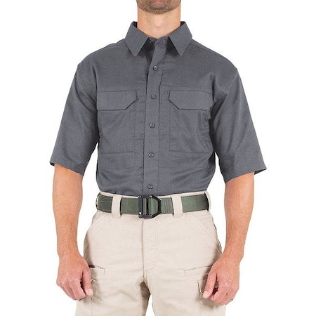 First Tactical Short Sleeve Shirt, 35% Cotton, 65% Polyester, Button, 2 Pocket(s), Wolf Gray, 3XL 112007