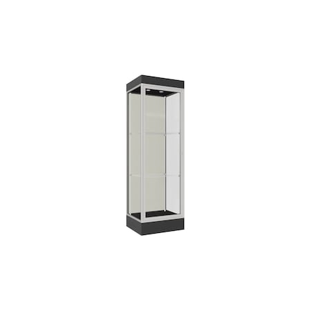 Ghent Lighted Floor Display Case 24x76x20, 6" Base, Satin 91LFWH-SN-BLK