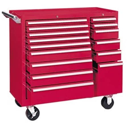 Kennedy Mfg 39 in. 15-Drawer Roller Cabinet - Red B211726