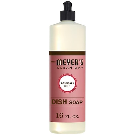 Mrs. Meyers Clean Day Dish Soap, 16 oz, Liquid, Rosemary, Colorless 17451
