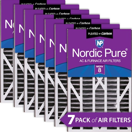 Nordic Pure Air Bear Cub 16x25x3 Air Filter Replacement MERV 8 Pleated Plus Carbon 7 Pack (16x25x3ABPM8C-7)