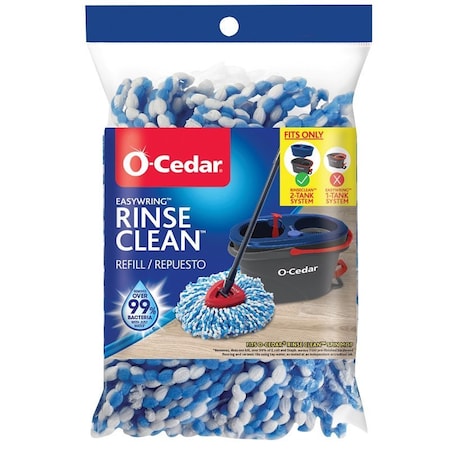 O-Cedar Rinse Clean Mop Refill, Microfiber, Blue/White 168738