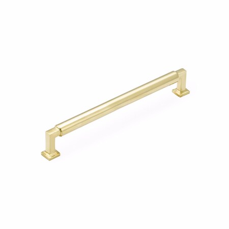 Schaub 8in Center to Center Haniburton Cabinet Pull Unlacquered Brass Finish 478-UNBR