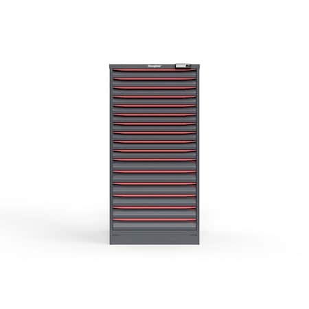 Strong Hold 16 drawer cabinet - (10x 2ft, 6x 3ft) - Red accents - Electronic Lock S3060-PPRAS-1601DS
