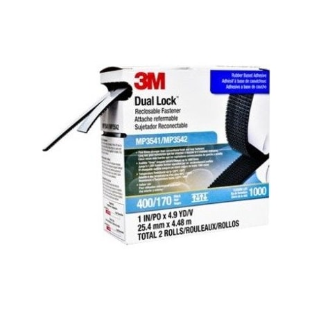 3M Reclosable Fastener, Acrylic Adhesive, 5 yds, 1" W, Black MP3541/MP3542