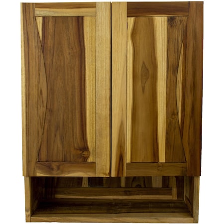 Homeroots 24in Brown Solid Wood Wall Mounted Accent Cabinet 383580