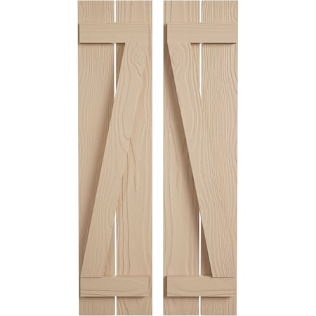 Ekena Millwork Rustic Two Board Spaced Board-n-Batten Sandblasted Faux Wood Shutters w/Z-Board, 11 1/2W x 42H, PR SHUBSZ11X42SDPR
