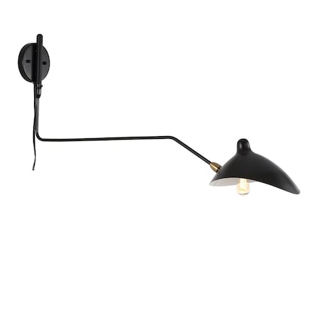Jonathan Y Frank 35" Iron Retro Swing LED Wall Sconce, Black JYL9067B