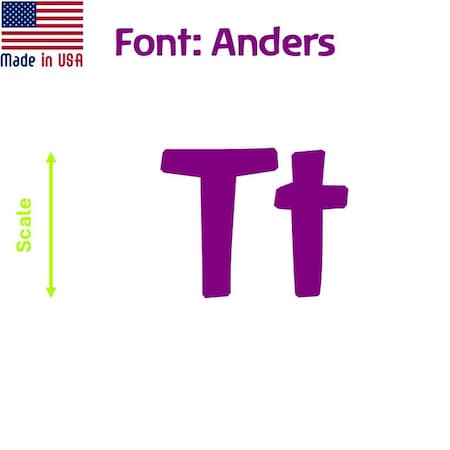 Aacc Self-Adhesive Vinyl Letter: T, Scale: 1 in. Color: Purple Font: Anders by, 4PK AACC-Anders-UT-Purple-I1x4