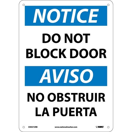 Nmc Notice Do Not Block Door Sign - Bilingual, ESN372RB ESN372RB