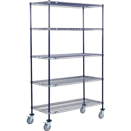 Global Industrial Nexel 5 Shelf Truck, Nexelon, 36"W x 24"D x 69"H, Polyurethane Swivel Casters, 2 Brake B3158049