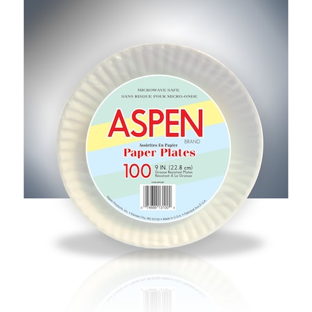 Aspen Coated Paper Plates 9" White Light Weight 13109