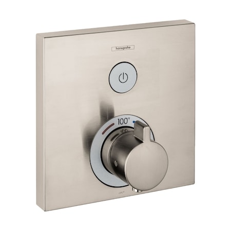 Hansgrohe ShowerSelect Thermostatic Trim for 1 Function, Square in Brushed Nickel 15762821