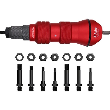 Astro Pneumatic XL Rivet Nut Driveill Adaptr Kit, 3/8"Cap ADN38