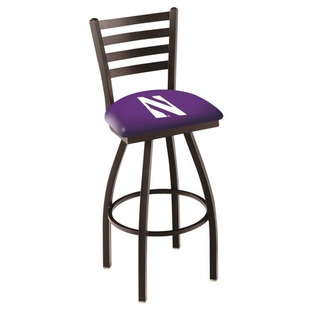 Holland Bar Stool Co 36" Blk Wrinkle Northwestern Swivel Bar Stool, Ladder Back L01436Nthwst