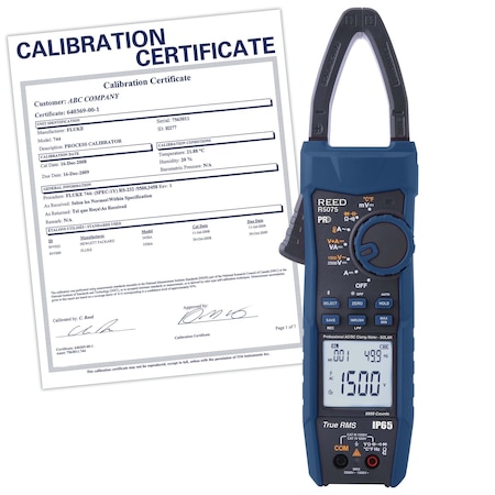 Reed Instruments DigitalClampMeter, TRMS, 999.9A, 1500VAC R5075-NIST