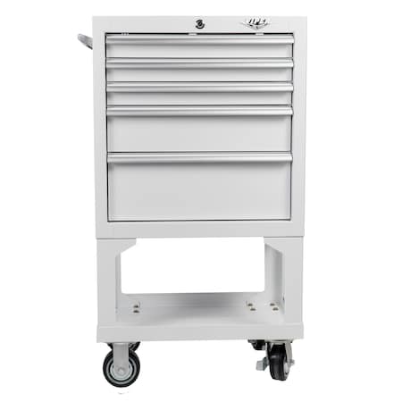 Viper Tool Storage 26-Inch 5-Drawer Rolling Tool Cabinet with Bulk Storage, White RG2605WHLL