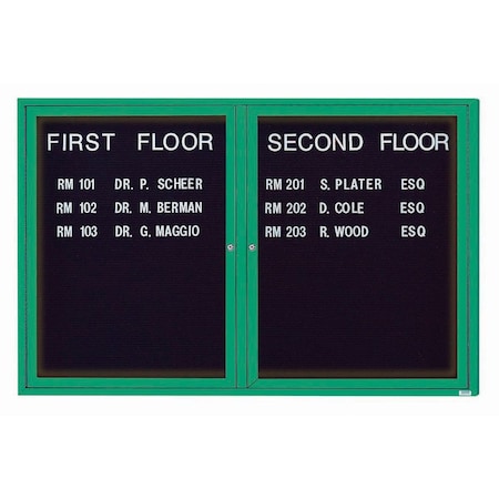 Aarco Illuminated Outdoor Enclosed Directory w/ Al Frame, Powder Coated Green, 48''Hx72''W OADC4872IG