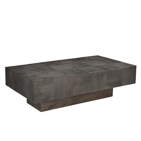 Homeroots 59" Dark Gray Solid Wood Solid Coffee Table 565306