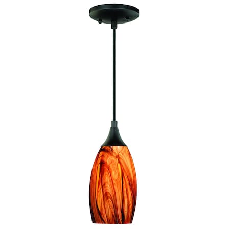 Vaxcel Milano Bronze Mini Pendant Ceiling Light Amber Fire Glass P0177