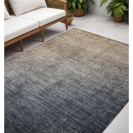 Homeroots 5' X 8' Taupe and Gray Ombre Washable Non Skid Indoor Outdoor Area Rug 563704