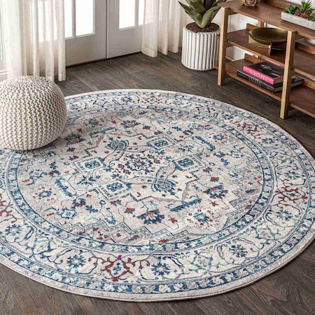 Jonathan Y Modern Persian Vintage Medallion Light Gray/Blue 6 ft Round Area Rug MDP105A-6R