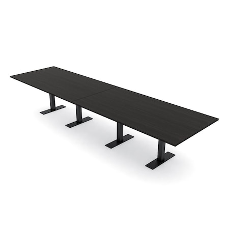 Skutchi Designs 14ft Rectangular Conference Table With Power | Harmony Series | 14 Person Meeting Room Table HAR-REC-48x168-T.BK-U999ST19-NA