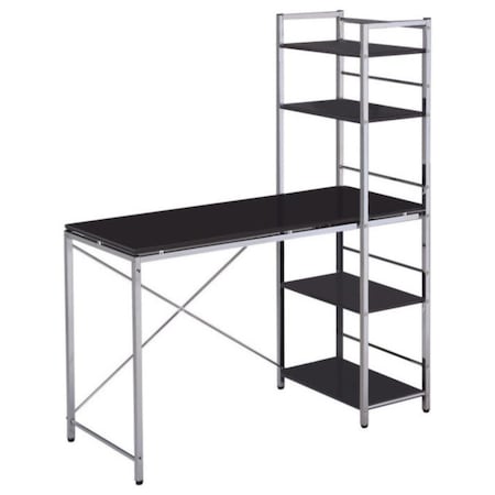 Homeroots 47" Black and Silver Computer Desk 285414