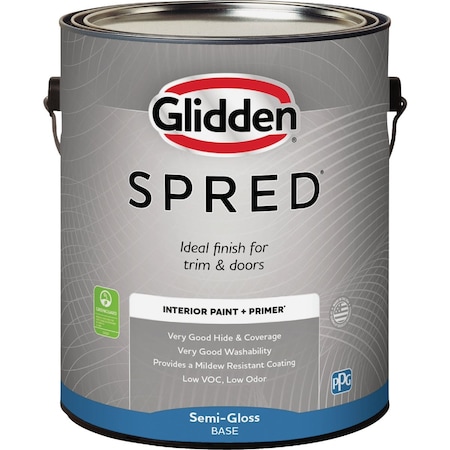 Glidden Spred Interior Paint + Primer Semi-Gloss Wht Pastel Base Gallon GLSIN60B1/01