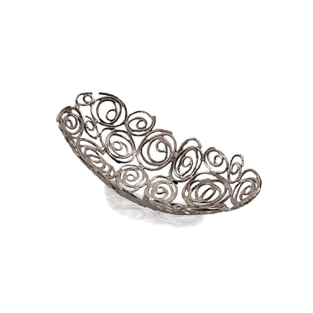 Homeroots 16" Silver Aluminum Abstract Circles Oval Decorative Bowl 628127