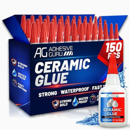 Adhesive Guru AG Ceramic Glue 0.7 oz. High-Strength Ethyl Cyanoacrylate Adhesive, Clear, Fast-Cure, 150PK adgr_ceramic_glue_150pk