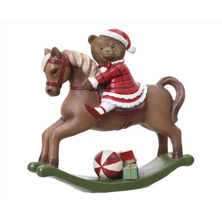 Decoris Multicolored Bear Rocking Horse Table Decor 8 in. 531345