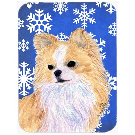 Carolines Treasures Chihuahua Winter Snowflakes Holiday Glass Cutting Board - Large SS4611LCB